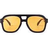 Thryvox Retro Square Aviator Sunglasses for Women & Men, Stylish Frame Blue Orange Tinted Sun Glasses Vintage Shades