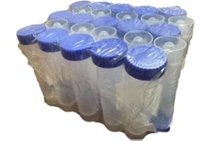 JiuMei Centrifuge Tubes 50mL (25/Pack) Self-Standing, Polypropylene, Flat Sealing Cap, Printed Graduation, Label Mark, Blue Color Cap