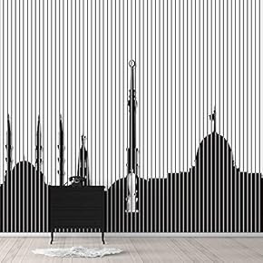 Wall Murals for Bedroom Abstract Black and White Building Removable Wallpaper Peel and Stick Wall Stickers - 66x96 inches