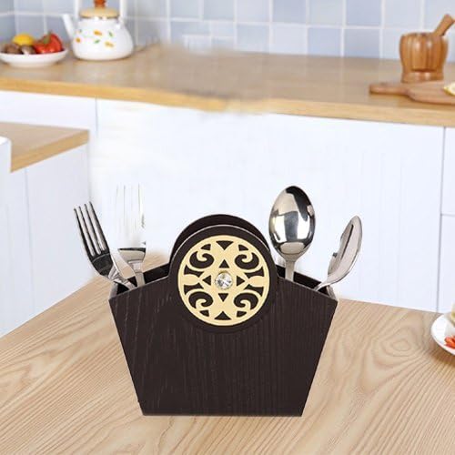 Cocktail Decor MDF Cutlery Stand Holder Caddy Spoon Fork Organizer- New Ss3