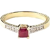 Galaxy Gold GG 14k Solid Yellow Gold Immediate Delight 0.65 ct Ruby Diamond Ring