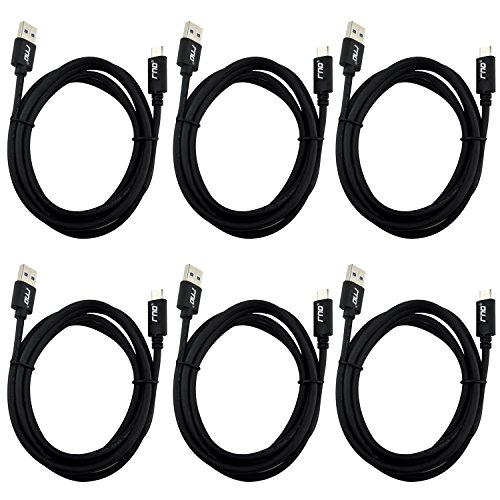 RNDs USB-C to USB-A (3.0) Long Fast Charger 6ft Cable (6-Pack) with 56k Ohm Pull-up Resistor for: Google (Pixel / XL), HTC, LG, Samsung Galaxy (S8, S8 Plus, Note 8) and all Type C devices (black)