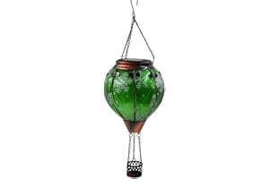OUISJYER Hot Air Balloon Solar Lantern with Flickering Flame Hanging Solar Lanterns Outdoor Lights Waterproof Lanterns Decorative Garden Patio Yard Party Decor Snowflake-Green