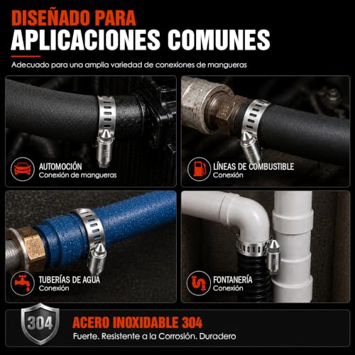 Abrazaderas Metálicas para Tubos, 40PCS 13-19 mm Abrazadera Ajustable con Tornillo Sin Fin de Acero Inoxidable para Automoción, Fontanería y Reparaciones Domésticas, Conexiones Seguras