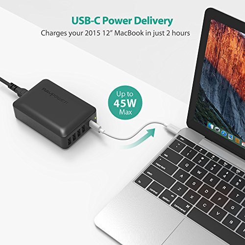 USB C Pd Charger, RAVPower 60W 5-Port USB Desktop Charging Station with 45W Power Delivery Port, Com - //coolthings.us