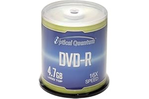 Optical Quantum DVD-R 4.7GB 16x Logo Top Media Disc – 100pk Cake Box (FFP) OQDMR16LT-BX, 100 Discs