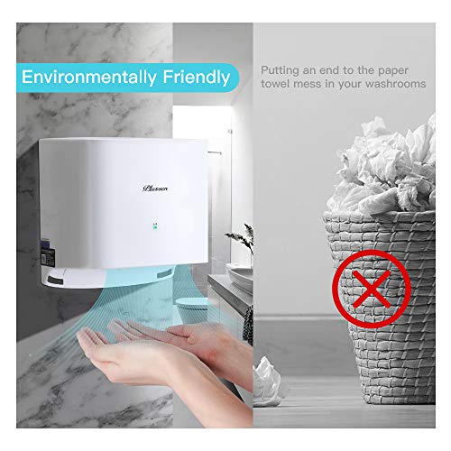PLUSSEN Automatic Commercial Hand Dryers for Bathrooms with HEPA Filter, Cold/Hot Air Compact Electric Hand Dryer Machine | Abs Cover | 1000W | 110-120V (White 2) - Thumbnail 3