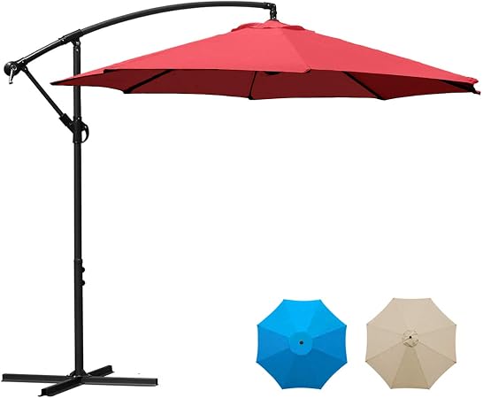 Amazon Com Sunnyglade 10ft Outdoor Adjustable Offset Cantilever Hanging Patio Umbrella Red Garden Outdoor