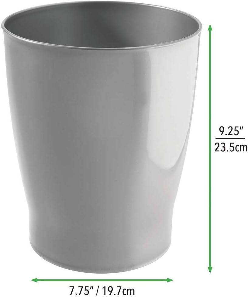 mDesign Slim Round Plastic Small Trash Can Wastebasket, Garbage Container Bin for Bathrooms, Powder Rooms, Kitchens, Home Offices, Kids Rooms - Charcoal Gray: Home & Kitchen