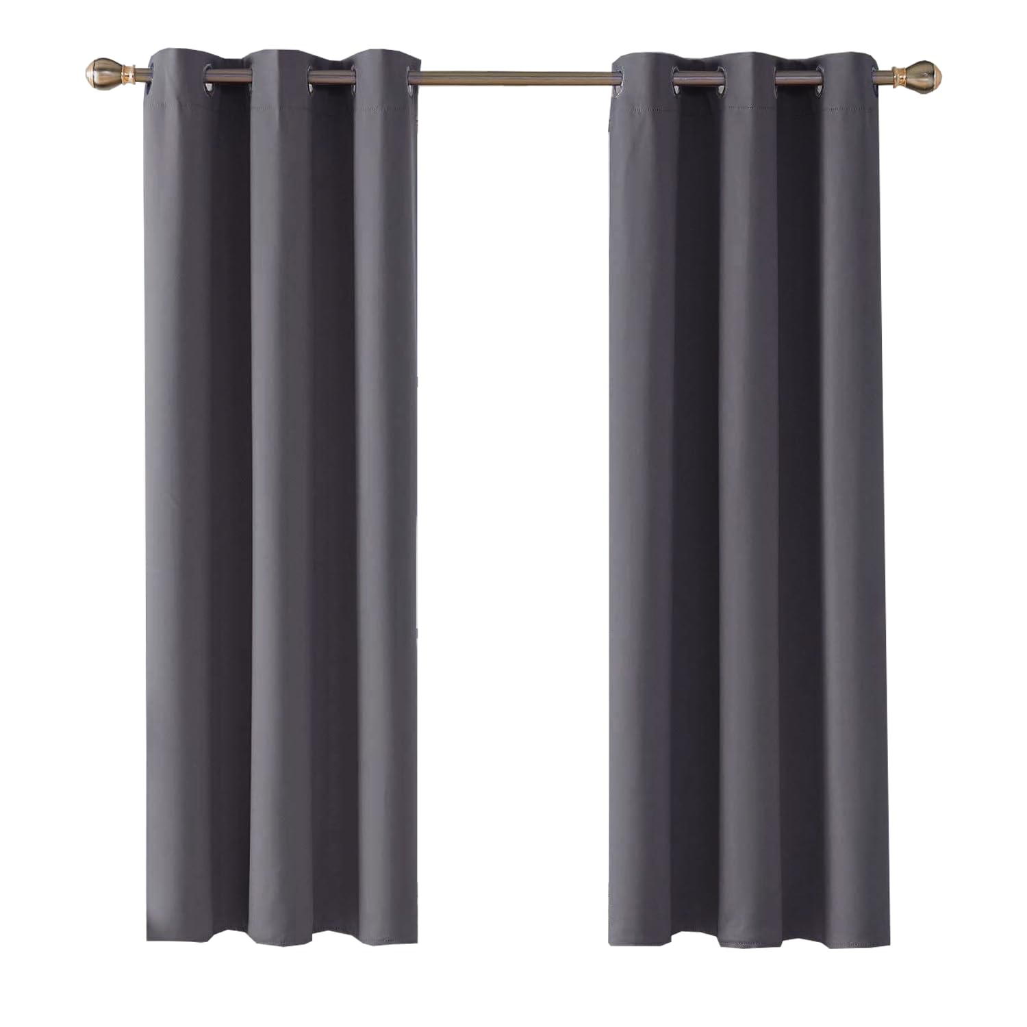 Home In Style 4U Thermal Insulated Blackout Curtains for Bedroom Windows Grey Curtains 90" width x 54" drop 2 Panels, Ring Top Eyelet Super Soft Blackout Eyelet Curtains for Living Room