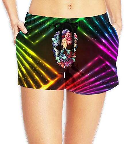 Wolfjags Women's Flowers Skull Swim Shorts Boardshorts Swimsuit X-Large