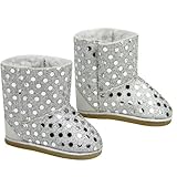 Doll Boots Silver Sequins, 18 Inch Doll Shoes Fits 18 Inch American Girl Dolls & More! Silver Sequin Gray Doll Boots