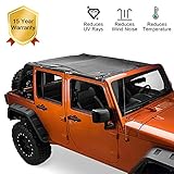 Jeep Wrangler Mesh Shade Top Cover Provides UV Protection 2007-2017 4-Door JKU Jeep JK Roof Sun-shade Mesh Shade for Jeep Wrangler with 15 years Warranty