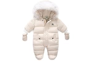 Xifamniy Baby Winter Snowsuit Coat Jumpsuit Outwear Hoodied Footie Toddler