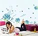 Amaonm Removable DIY Romantic Blue Hydrangea Flowers Flower Vines Butterfly Wall Decals Home Art Decor Stickers Murals Peel Stick for Tv Background Living Room Baby Kids Girls Bedroom