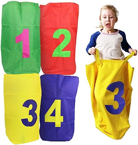 Potato Sacks Race Bag, Heavy Duty Bright Color Jumping Sack, 4 pcs 27x19" Potato Bag, Best Outdoor Games for Kids on Birthday Party Family Gathering Games Garden Games Camping