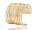 Wire Metal Coil LEAD FREE Thin Cuff Gold Tone Bangle Bracelet- GIFT BOXED