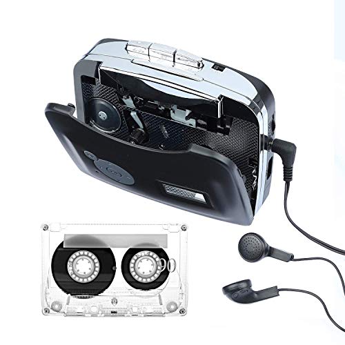 GEEKLIN 9K-A0ZU-FXIF Livepow Cassette to MP3 Converter USB Cassette Converter Cassette Player with Earphone, Portable Cassette Converter Convert Tapes to Digital Version (Black), Size, Black2