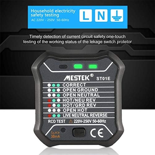 fghdfdhfdgjhh Fit MESTEK ST01E Socket Outlet Tester Circuit Polarity Voltage Detector Wall Plug Breaker Finder RCD Test 220V~250V