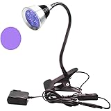 5W UV 395nm LED Black Light bulb Gooseneck and Clamp for Blacklight face Paint, UV poster, Halloween Makeup, UV nail gel and 