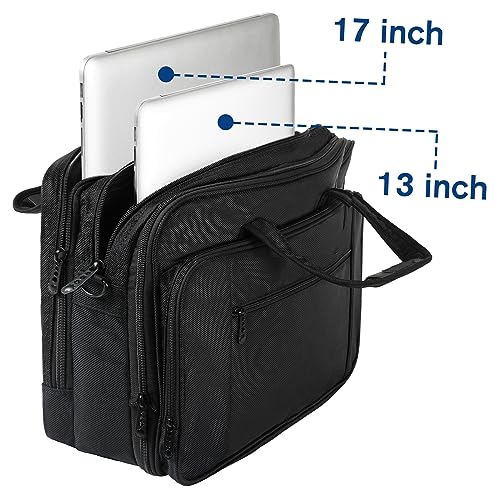 17 Inch Laptop Bag, Large Work Briefcase for Men Women Waterproof Shoulder Bag Shoulder Bag, Expandable Multifunction Computer Bag for Laptop Tablet Notebook, Black
