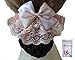 Korean Style Elegent Lace Bow Bowknot Pearl Mesh Elastic Snood Net Hairnets Barrette Hair Clip Accessories Decor Bun Cover Pink, Two ways to wear (Pearl Pink)