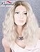 K’ryssma Ombre Blonde Short Bob Lace Front Wigs for Women, Dark Roots to Light Blonde Ombre Synthetic Wig Fashionable Wavy Wig Heat Resistant