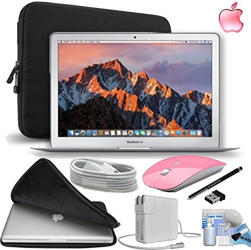 Apple MacBook Air 13.3″ 128GB SSD Notebook Laptop [Mid-2017 - Newest Version] Gift Bundle with Fitted Carrying Case, Pink Wireless Mouse,eDigitalUSA Stylus and more...