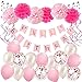 YUMMAYEE Girls Paper Pompoms Latex Balloons Spiral Decoration Garland Banner for Home Decor Birthday Decoration Supplies Party Decoration …