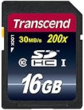Transcend 16GB SDHC Class 10 Flash Memory Card Up to 30MB/s (TS16GSDHC10E)