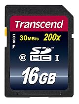Transcend 16GB SDHC Class 10 Flash Memory Card Up to 30MB/s (TS16GSDHC10E)