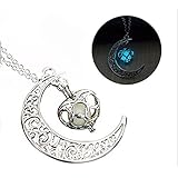 1 X Crescent Moon Heart Wishing Box Glow in the Dark Necklace,charm Crescent Moon Glow Pendant Necklace,halloween Jewelry,custom Necklace,personalized Necklace, Children Necklace