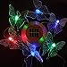 LED Solar Butterfly Wind Chimes Outdoor - Waterproof Solar Powered Changing Light Color 6 Butterflies Mobile Romantic Wind-Bell for Home, Patio, Gifts for Mom, Festival Decor, Night Garden Decoration