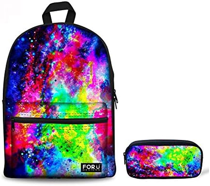 LedBack 3D Galaxy Pencil Box for Boys Canvas Backpack for School Fashion Book Bag with Pencil Bag Children Teens Pen Holder Durable Polyester Stationery Pouch Bag Large Capacity School Bag