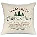 AENEY Farmhouse Christmas Pillow Cover 18x18 inch Farm Fresh Christmas Tree Throw Pillow for Christmas Decor Farm Sign Christmas Decorations Throw Pillow Cover