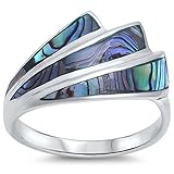 New Abalone Shell Design .925 Sterling Silver Ring Size 7