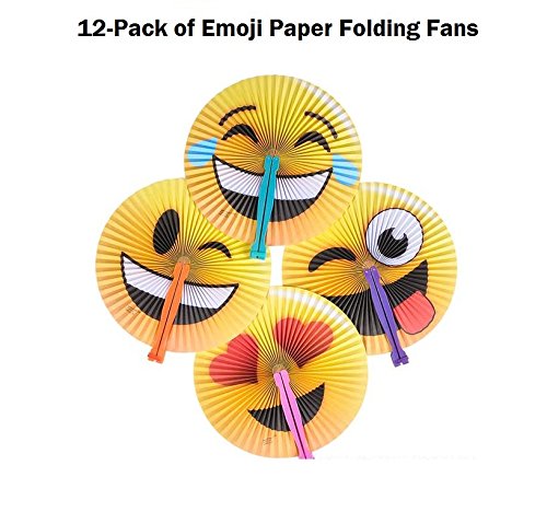 12 Emoji Style Foldable Paper Fans by Rhode Island Novelty!
