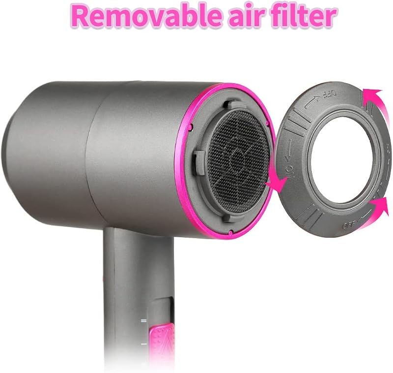Föhn Ionen Haartrockner mit AC-Motor, schnellem trocknender Professioneller Fön mit 2 Geschwindigkeits- und 3 Hitzeeinstellungen, Kaltlufttaste, drehbarem 1 Diffusor & 2 Konzentratoren Grau