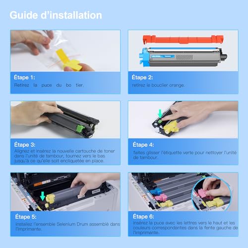 KUPYLM TN248 TN248XL Cartouche de Toner Compatible pour Brother MFC-L3760CDW, MFC-L3740CDW, DCP-L3560CDW, DCP-L3520CDWE, MFC-L3740CDWE (4-Pack, avec Puce)