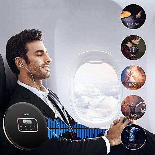 Portable CD Player, HOTT Personal Compact Disc CD Player with Headphones, Anti-Skip/Shockproof Protection Small Music CD Walkman MP3 Players with LCD Display for Adults Students Kids, Gift for Car Use