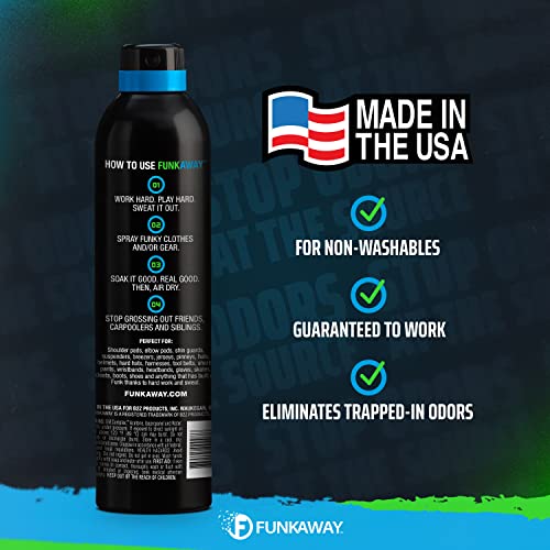 FunkAway Big Jobs Aerosol Spray, 13.5 oz., Extreme Odor Eliminator Spray, Ideal for Shoe Smells, Pet Odors and Large Stuff that Won't Fit in the Wash; Attacks Musty Odors at the Source