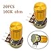 URBEST 20pcs 80-100K OHM Top Adjustment Type Linear Taper Rotary Potentiometer 100KB Pot w Knobs for Control Electrical Devices