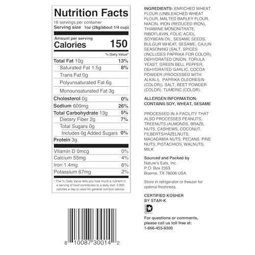 NATURE’S EATS CAJUN SESAME STICKS 16.0 OUNCE, 12PK