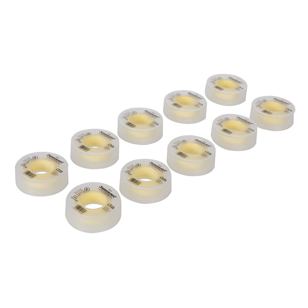 Silverline Tools 468645 Yellow PTFE Gas Thread Seal Tape - Silver (Pack of 10)