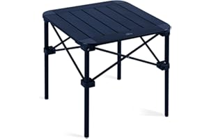 iClimb Lightweight Stable Alu. Folding Square Table Roll Up Top with Carry Bag for Camping Picnic Backyards BBQ Camp Kitchen (Black, S)
