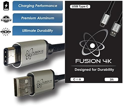 Fusion4K USB Type C to Type A (3 feet) - PROFESSIONAL SERIES - For Galaxy S8, Macbook, Google Chromebook