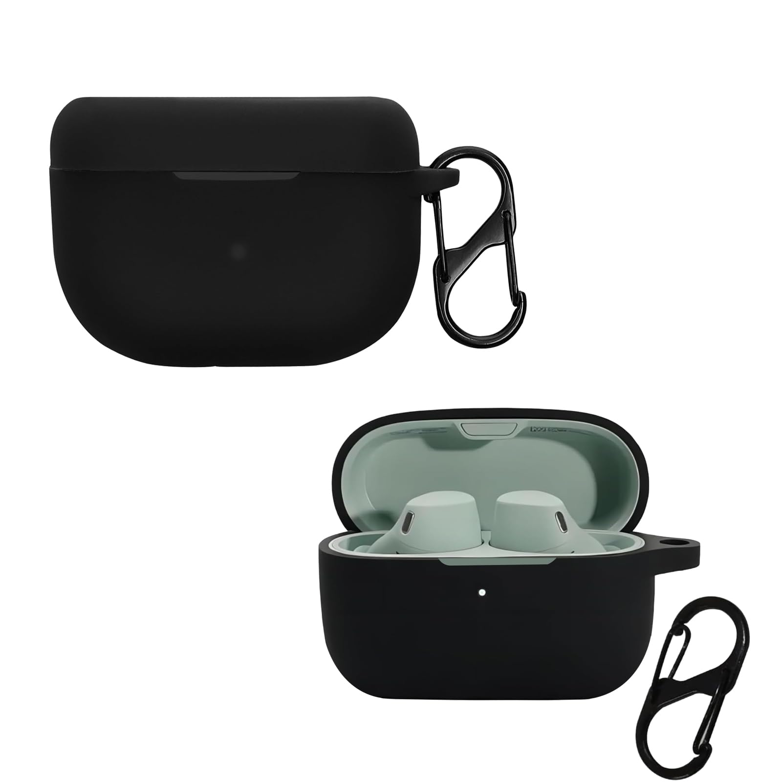 KZIOACSH Silicone Case for Jabra Elite 10 Gen 2/Jabra Elite 8 Active Gen 2, Ultra Slim Anti-Scratch Anti-Lost Lightweight Washable Sumdge-Proof Earphone Skin Cover with Carabiner, Black