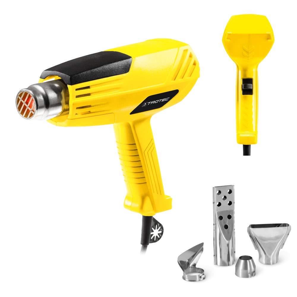 TROTEC Heißluftgebläse HyStream 200 – 2.000 W, 350–550 °C, 2 Leistungsstufen, Thermowerkzeug mit 4 Düsen, leicht & ergonomisch für Farbentfernung, Schrumpfen, Löten, Verformen