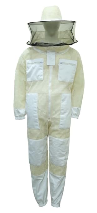 Professional Bee Imker-Anzug, Unisex, weißer Stoff, Netz, geeignet für die Bienenzucht, sicher gegen Stiche, belüfteter Schut