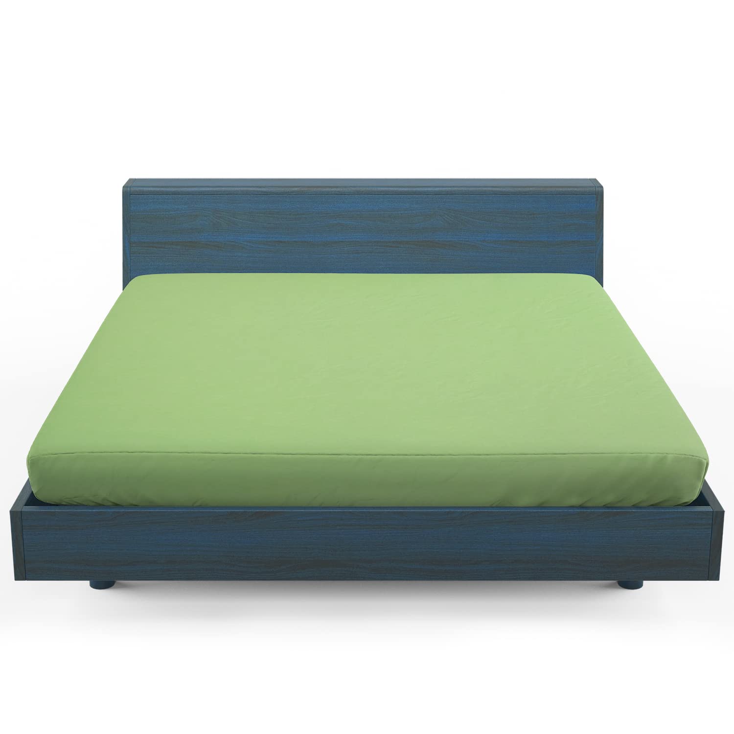 HOME STILL Fitted Bed Sheet King, 160x200x30 cm, Green, Super Soft Polycotton, Stretch Micro Knitted Fabric, Breathable, Wrinkle Resistant, Elasticated Deep Pocket, Easy to Tidy Up